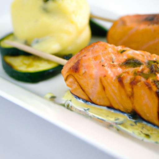 Savor Summer: Grilled Salmon Skewers with Zesty Dill Sauce