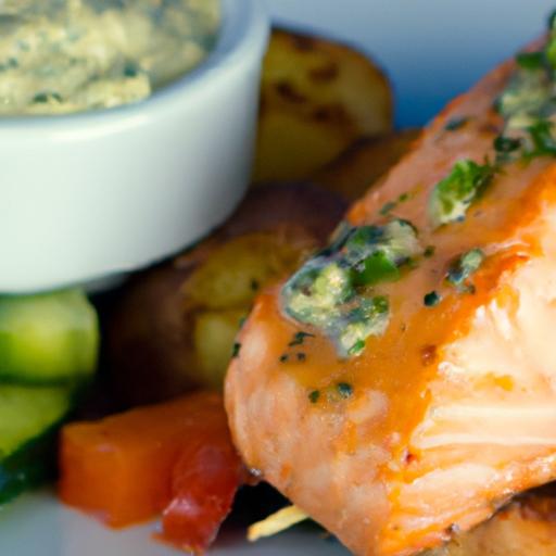 Savor Summer: Grilled Salmon ⁣Skewers with Zesty Dill Sauce
