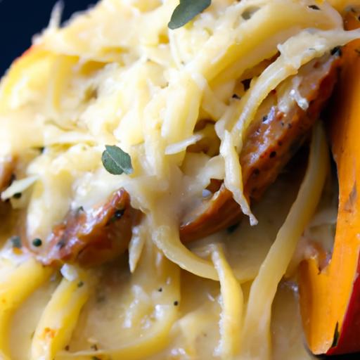 Creamy Alfredo Spaghetti Squash with Savory Sausage Twist